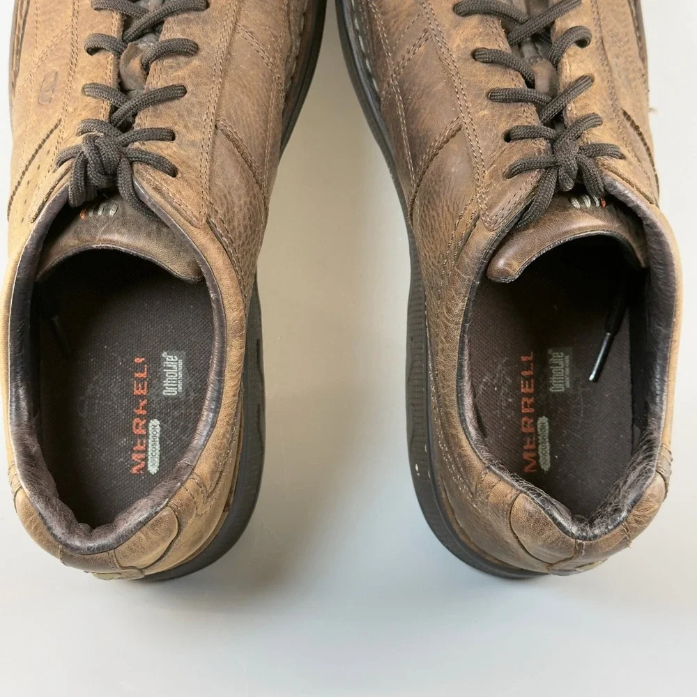 Merrell World Era Mens 14 Casual Oxfords Dark‎ Earth Brown Black Lace Up Leather